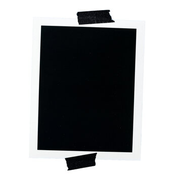 blank instant photo frame with black tape cut out