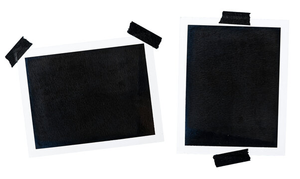 set of two blank instant photo frame with black tape cut out