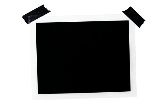 blank instant photo frame with black tape cut out
