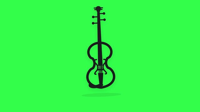 Violin Silhouette Icon with Elegant Outline and Curved Shape, Symbol of Classical Music, Art, Performance, Orchestra and Musical Instrument, Simple Flat Design Graphic Isolated on Green Screen