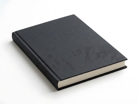 Black hardcover book with simple design lying on a flat surface. magazine mockup psd