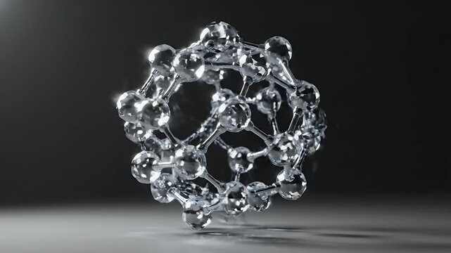 Abstract glass molecular structure crystal lattice sphere concept on dark background