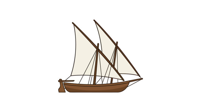 Traditional wooden sailing dhow boat.