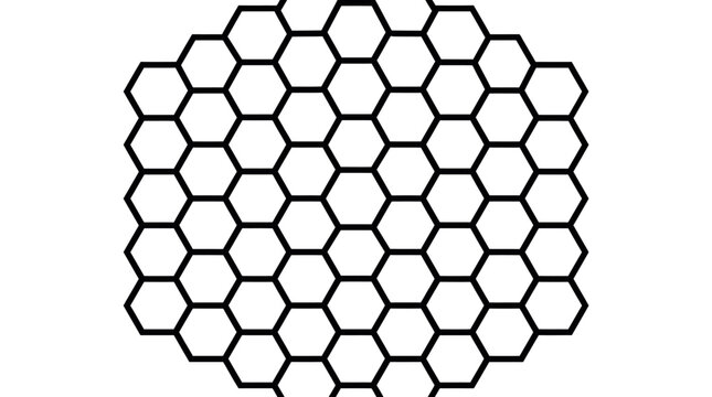 Repeating hexagonal honeycomb grid pattern in black.