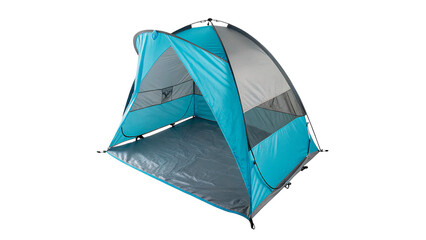 Blue camping tent portable outdoor shelter travel hiking recreation equipment isolated on transparent background © novenko-png