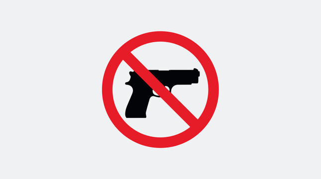 No Guns Prohibition Sign Symbol for Safety, Firearms Restriction, Public Policy, Security, and Compliance Regulation