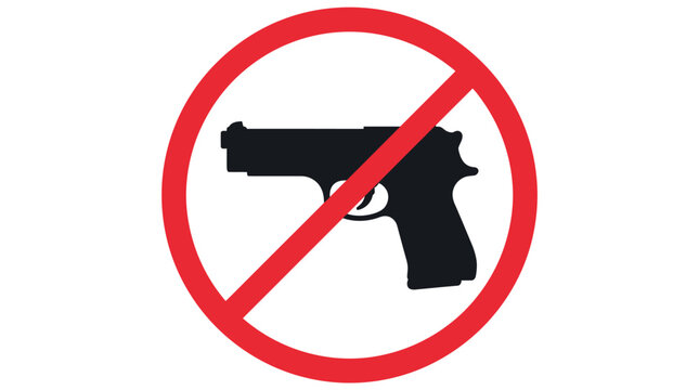No Guns Prohibition Sign Symbol for Safety, Firearms Restriction, Public Policy, Security, and Compliance Regulation