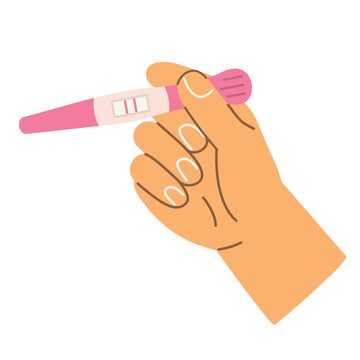 hand with positive home pregnancy test, fertility and prenatal healthcare concept - vector illustration