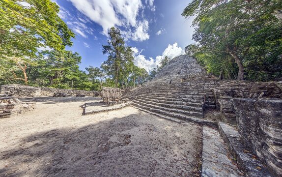 Nohoch Mul Pyramid Side View in Coba