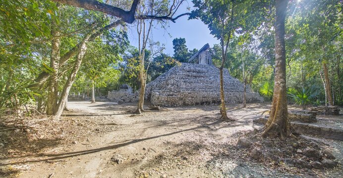 Small Mayan Temple in Coba Archaeological Site Mexico