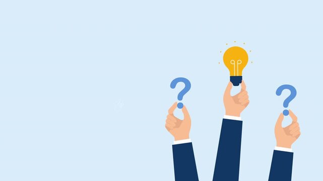Animated Business Idea Concept with Question Mark and Bulb