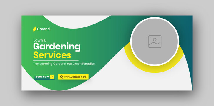 Lawn and gardening services social media facebook cover web banner design