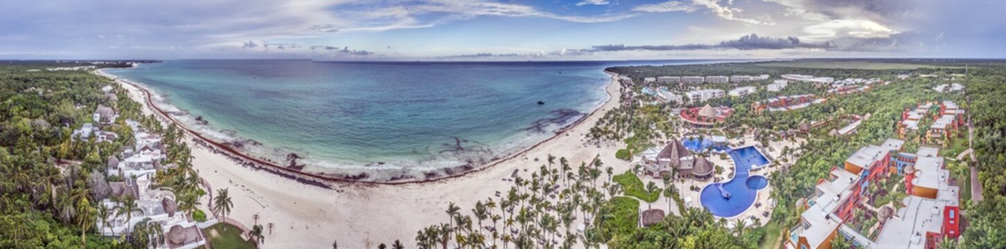 Aerial Playa Maroma Resort Coast Riviera Maya Mexico
