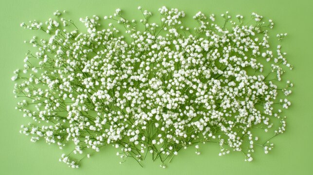 baby's breath flowers on green background