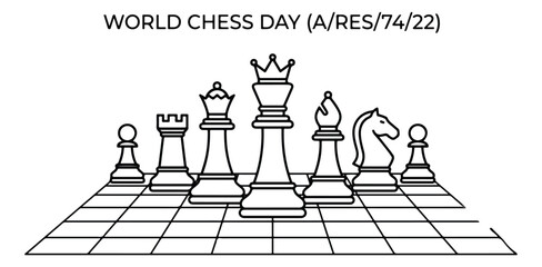 Chess game icons set, black silhouette chess pieces and players vector, international chess day tournament symbols, strategy board game elements © Ali