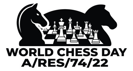 Chess game icons set, black silhouette chess pieces and players vector, international chess day tournament symbols, strategy board game elements © Ali
