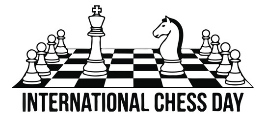Chess game icons set, black silhouette chess pieces and players vector, international chess day tournament symbols, strategy board game elements © Ali