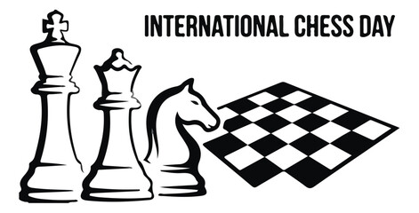 Chess game icons set, black silhouette chess pieces and players vector, international chess day tournament symbols, strategy board game elements © Ali