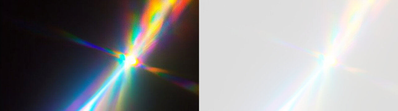 Crystal prism diamond composition with rainbow dispersion, glass caustics, chromatic refraction and transparent luminous festive background design