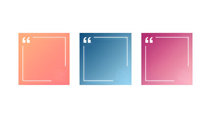 Fototapeta premium Colorful gradient quote boxes with white outline on white background transparent background