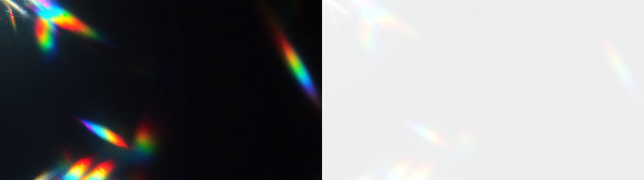 Glass crystal prism effect with rainbow translucency, caustics lighting, refraction and transparent decorative background style