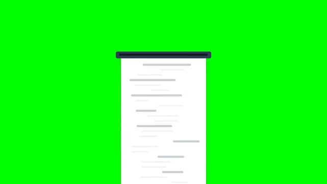Animated receipt paper on a green screen background for easy editing.