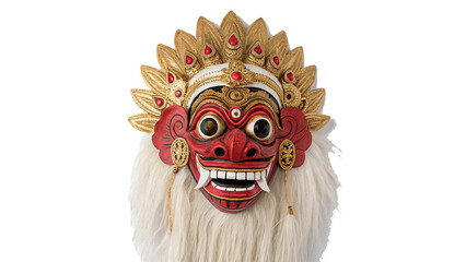 Traditional Sri Lankan colorful demon mask cultural ritual theatrical costume prop isolated on transparent background © novator-png