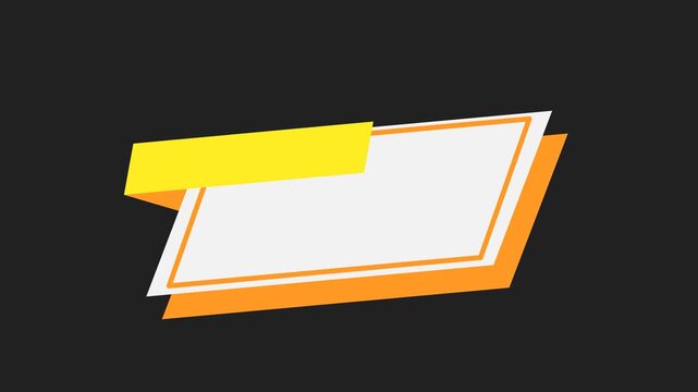 Modern Yellow and Orange Graphic Banner Frame with Bold Outline and Empty Central Area, Isolated Design on Black Background