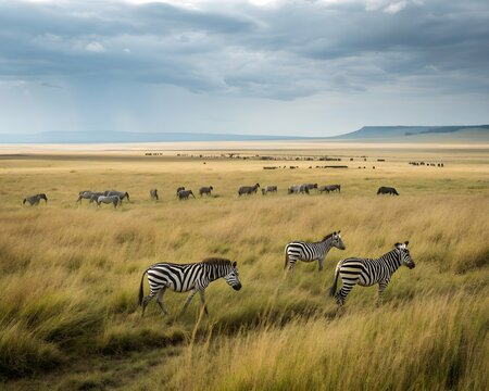 Black and white zebras isolated on transparent background for wildlife branding