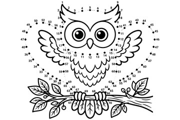 Fototapeta premium Cute barn owl illustration with leaves and flowers