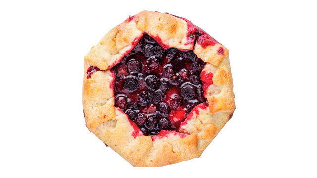 Delicious homemade berry galette pie open tart pastry isolated on transparent background
