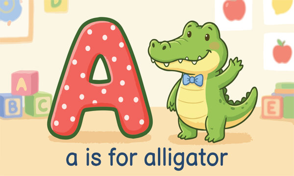 A - Preschool Alphabet Learning Illustration