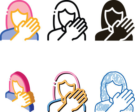 hit woman icon set vector. hit woman sign. color symbol