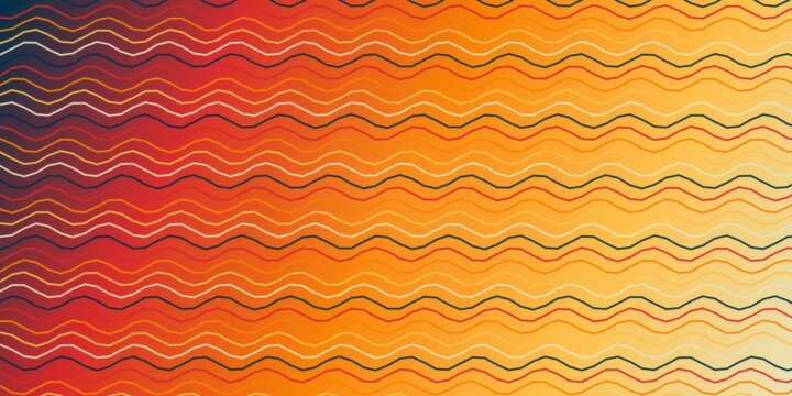 Warm sunset gradient background with repeating thin horizontal wavy line pattern design.
