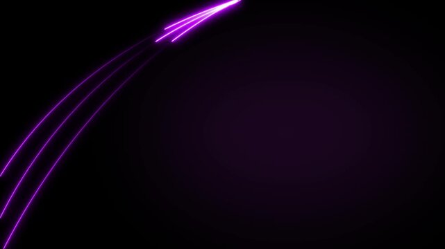 Abstract background animation loops glowing purple neon energy lines on black. Creative digital multimedia production tools require an abstract background animation file.