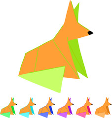 Fototapeta premium swan origami animals cartoon. butterfly dog, fish horse, bird fox swan origami animals sign vector