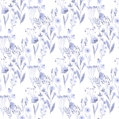 Fototapeta premium Purple floral seamless pattern