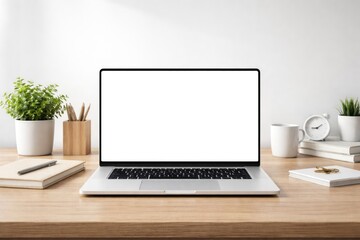 Fototapeta premium Minimal workspace with laptop.