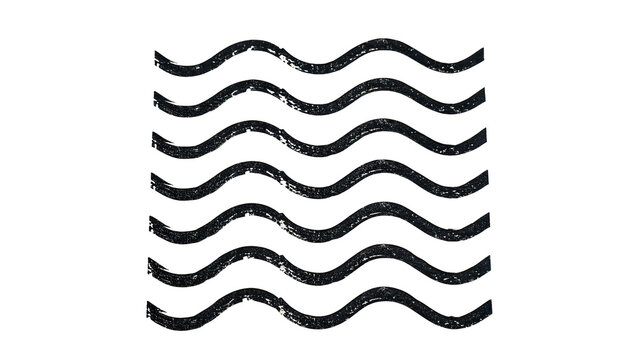 Black abstract wavy parallel lines patterns graphic design isolated on transparent background