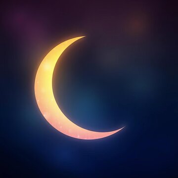 Whimsical crescent moon shape with soft stars, vector illustration, earthy