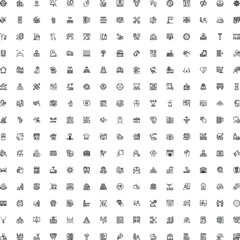 Fototapeta premium Large set of various detailed outline icons representing different concepts, categories, and everyday objects, providing a comprehensive visual resource for uiux design and modern interfaces