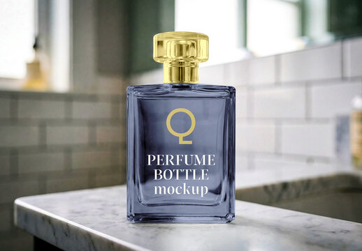 Perfume in Bathroom Mockup