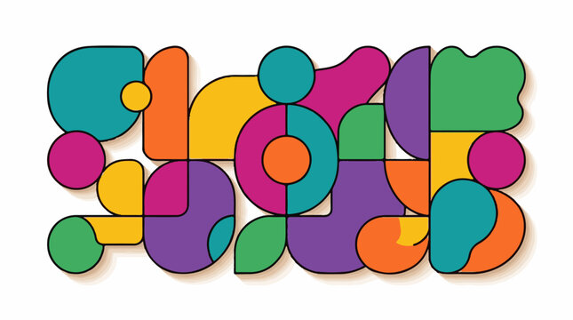 Colorful abstract geometric shapes with shadow effect