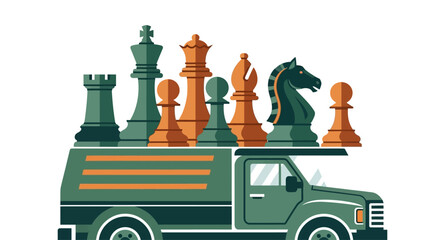 Chess Pieces on a Truck: Strategy, Logistics, and Moving Game Pieces © Fatria