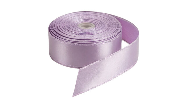 Roll of elegant shiny light purple satin ribbon isolated on transparent background cut out tapestry
