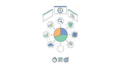 Naklejka premium Business data analysis and data visualization dashboard infographic with icons