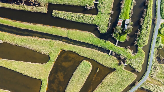 drone view of the salt marshes of Ile d Olonne, Vendee, France