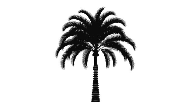 Foxtail Palm Tree Silhouette Vector Isolated Tropical Botanical Illustration, Foxtail Palm Silhouette Vector, Tropical Palm Tree Silhouette, Black Palm Tree Vector Isolated