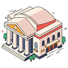 Obraz premium Isometric illustration of a classical architecture building with columns and dome roof