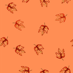 Obraz premium seamless pattern autumn maple leaf cartoon. flag symbol, yellow tree, foliage color autumn maple leaf sign vector